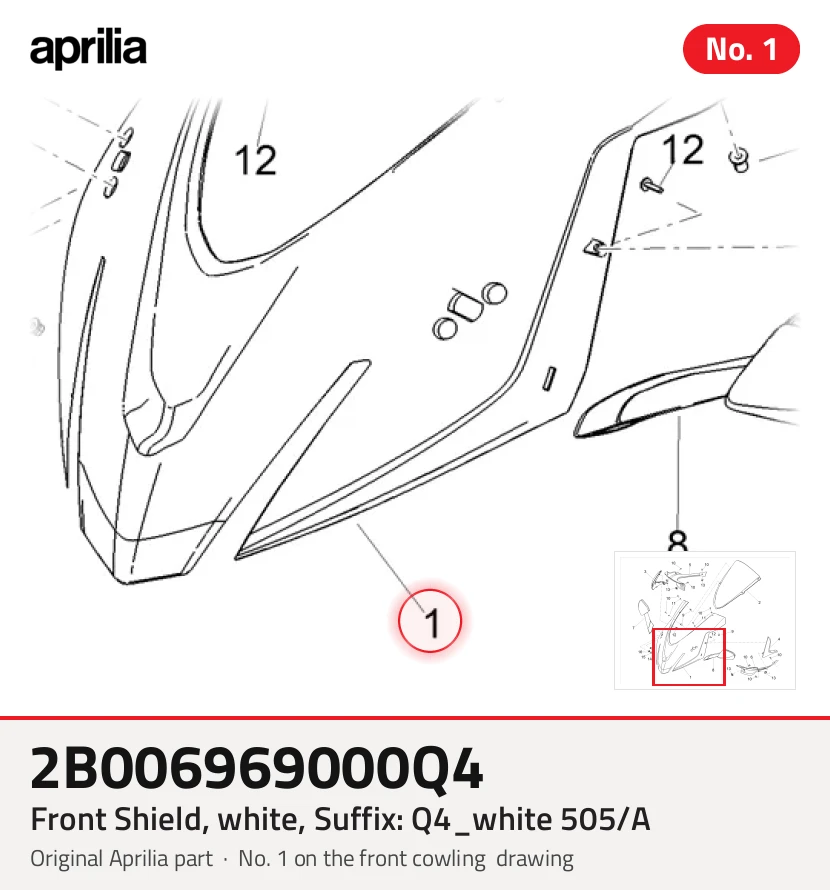 Frontschild, weiß, Suffix: Q4_weiß 505/A
