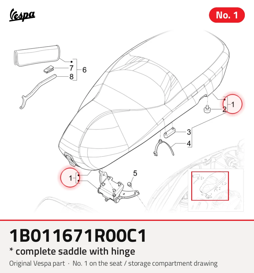 * Selle complète avec charnière