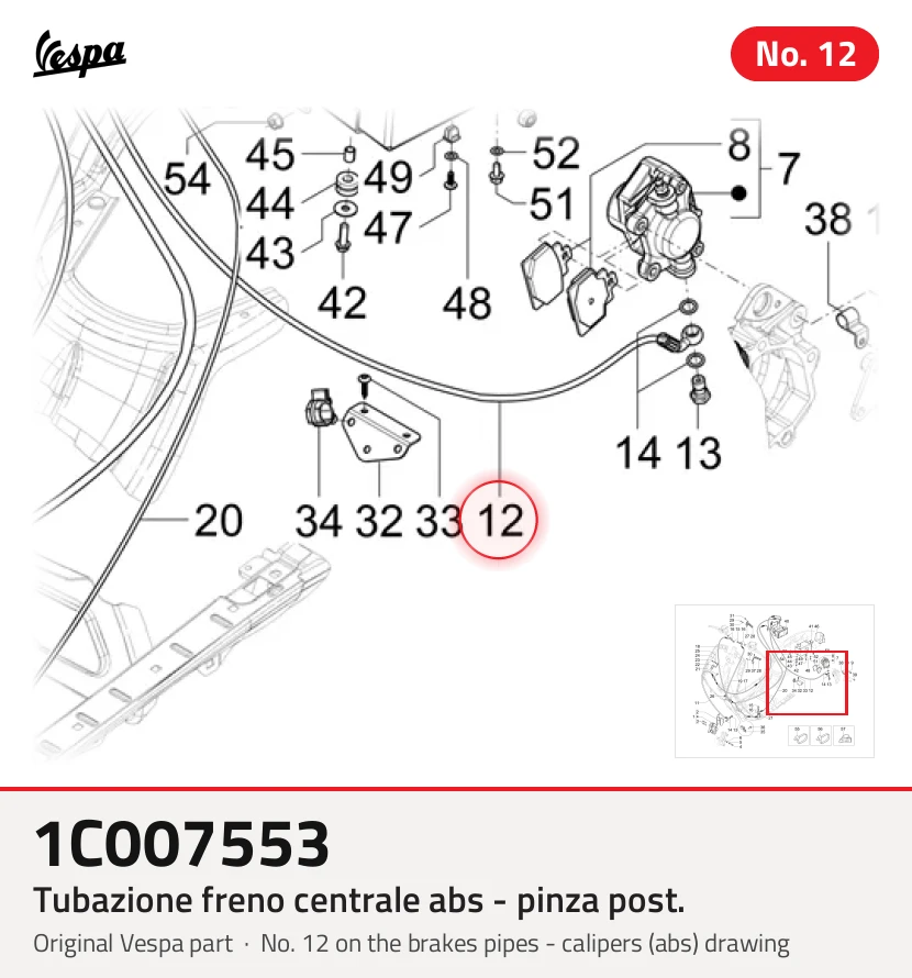 Zentraler Bremsschlauch ABS – Post-Bremssattel.