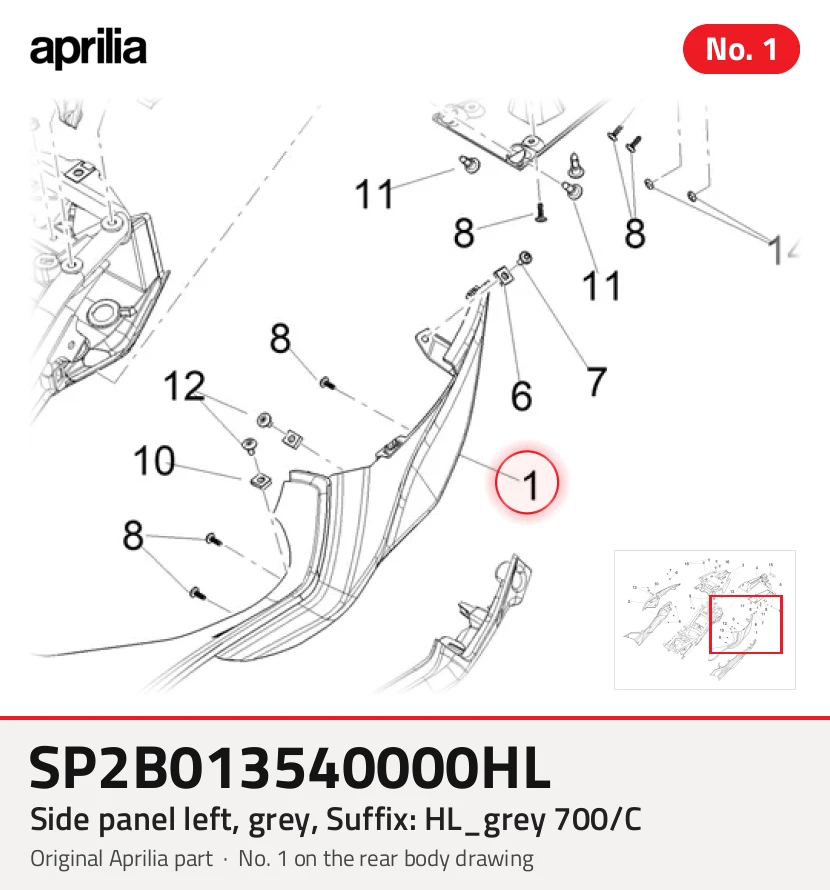 Seitenteil links, grau, Zusatz: HL_grey 700/C