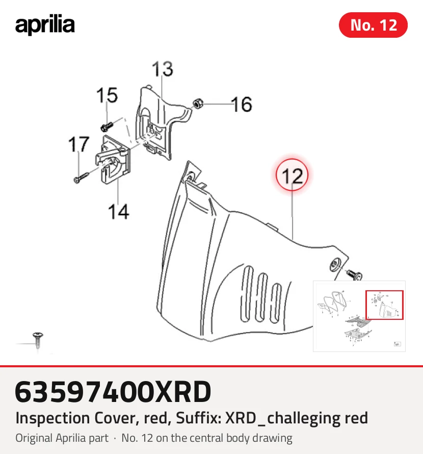 Trappe d'inspection, rouge, Suffixe et code couleur Piaggio: XRD_rouge challeging