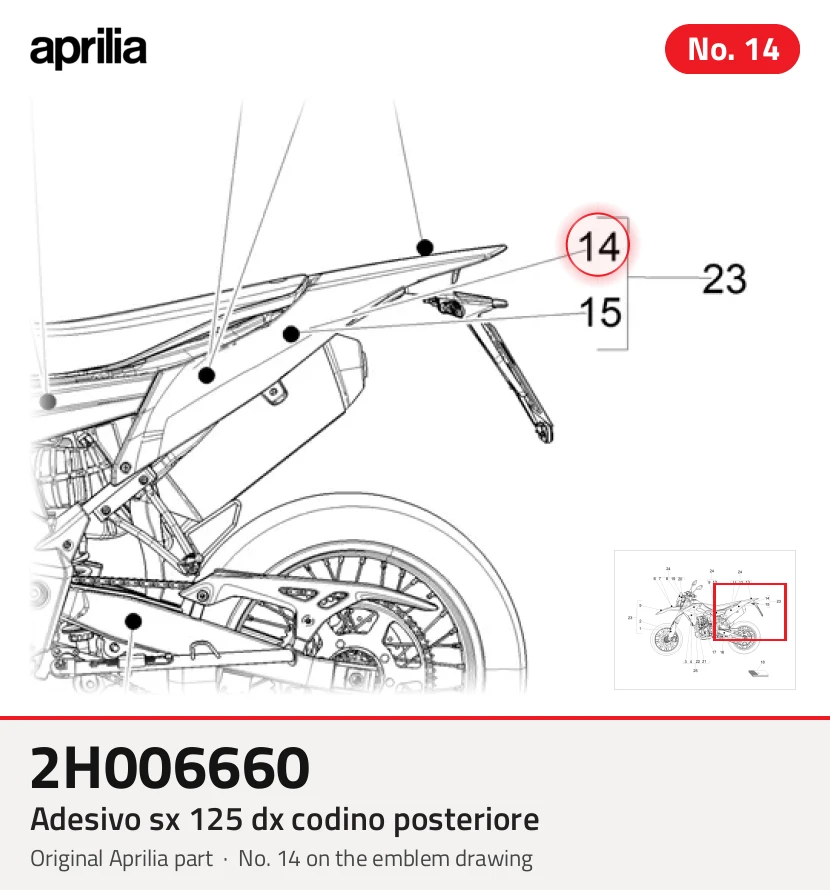 Adesivo sx 125 dx coDino postériore
