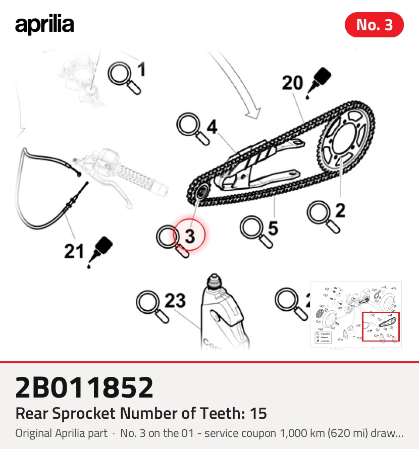 Pignon de chaîne Nombre de dents: 15