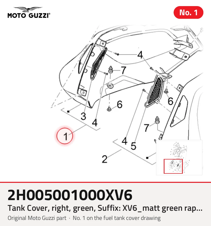 Couvercle pour réservoir, droit, vert, Suffixe et code couleur Piaggio: XV6_vert mat raptor