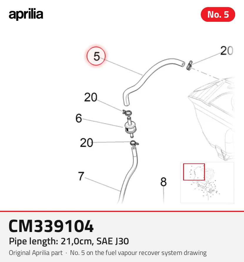 Conduite Longueur: 21,0cm, SAE J30