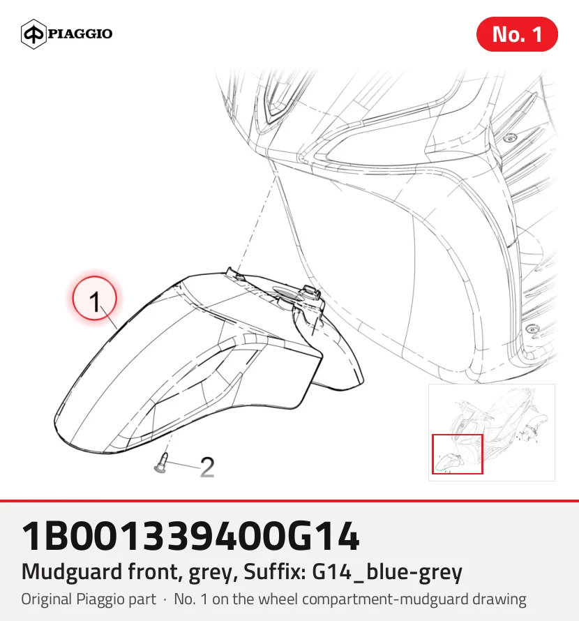 Mudguard front, grey, Suffix: G14_blue-grey