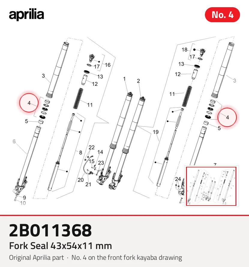 Fork Seal 43x54x11 mm