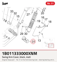 Cubierta de brazo oscilante, negro, mate