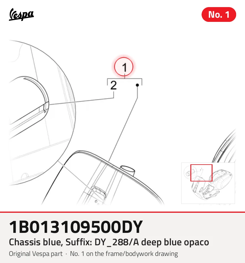 Chassi azul, sufixo: DY_288/A deep blue opaco