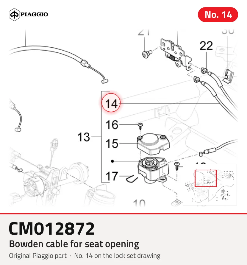 Cable de Bowden para la abertura del asiento