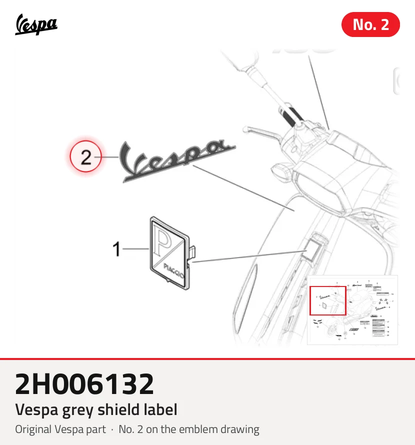 VESPA GREY SHIELD LABEL