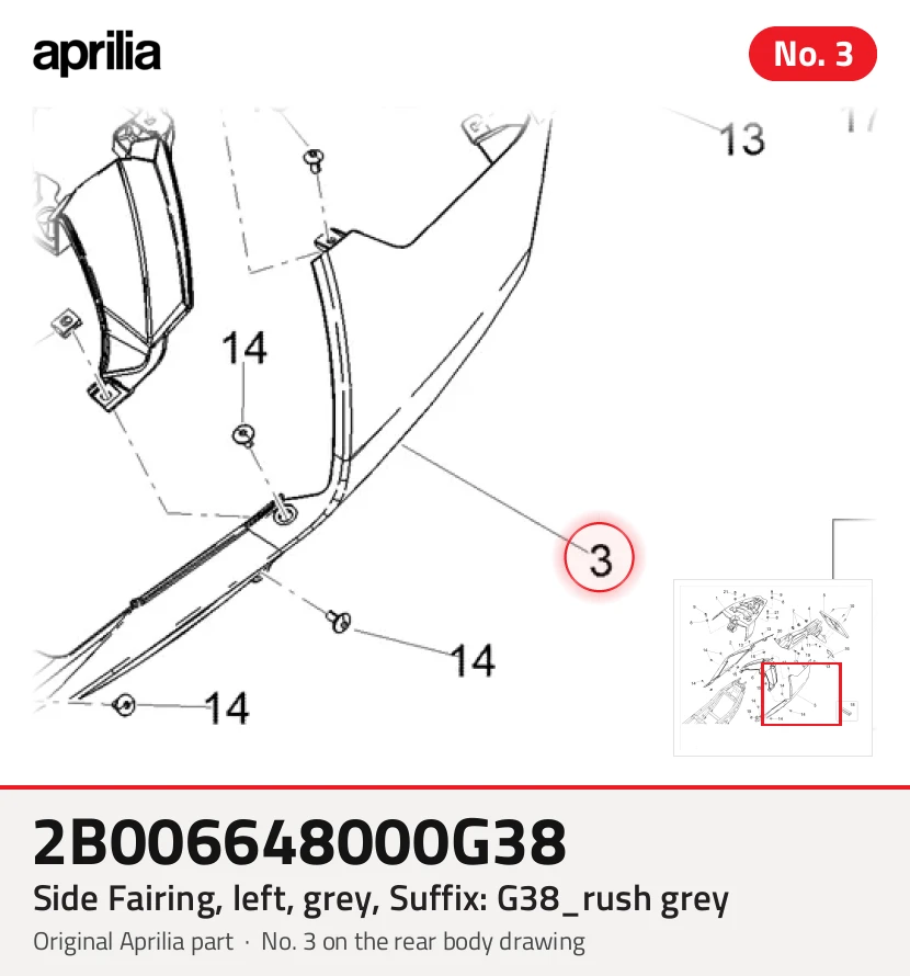Seitenverkleidung, links, grau, Suffix: G38_rush grey
