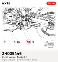 Decalcomania sinistra, motivo: Aprilia