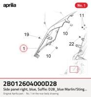 Painel lateral direito, azul, sufixo: D28_blue Marlin/Stingray
