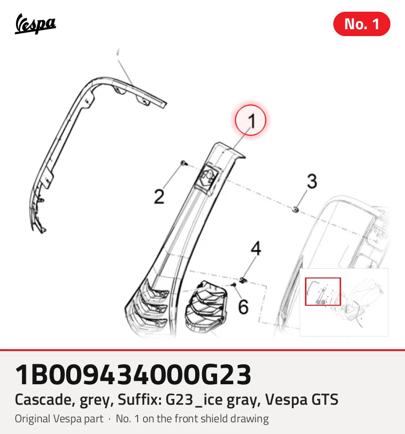 Cascade, gris, Suffixe et code couleur Piaggio: G23_ice gray, Vespa GTS
