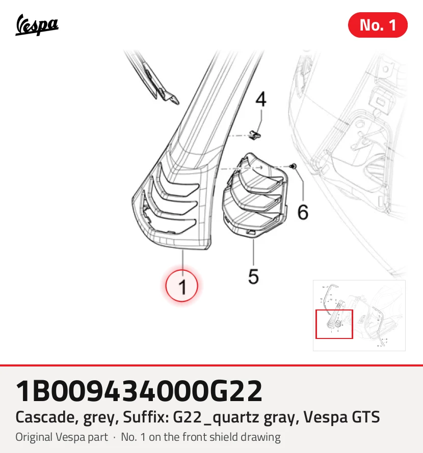 Cascade, gris, Suffixe et code couleur Piaggio: G22_quartz gray, Vespa GTS