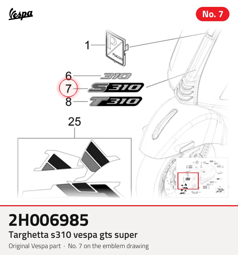 Typenschild S310 VESPA GTS super