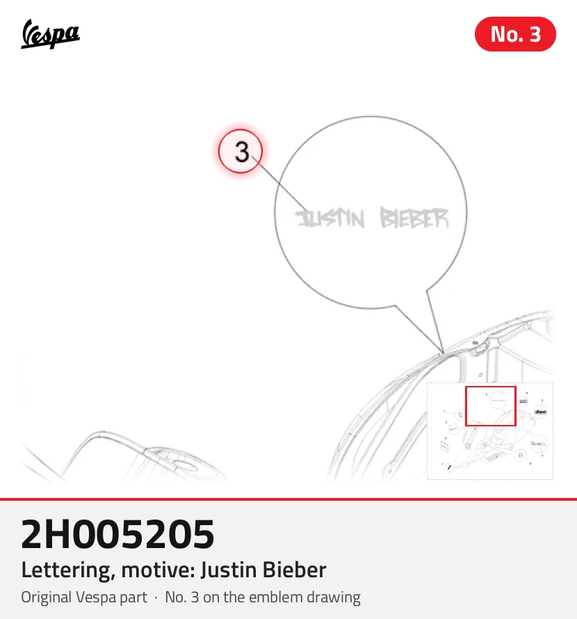 Inscription, Motif: Justin Bieber