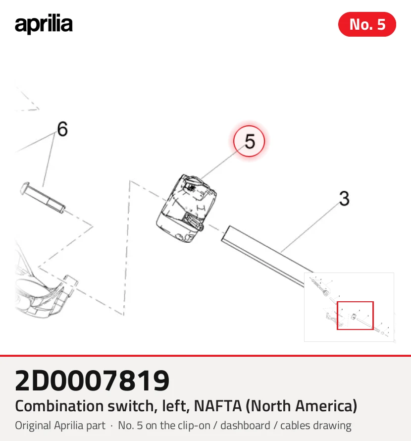 Interruptor de combinación, izquierda, TLCAN (América del Norte)