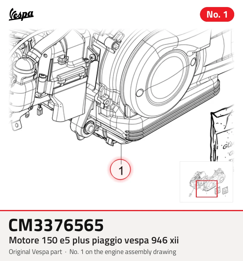 Motore 150 E5 Plus Piaggio Vespa 946 XII