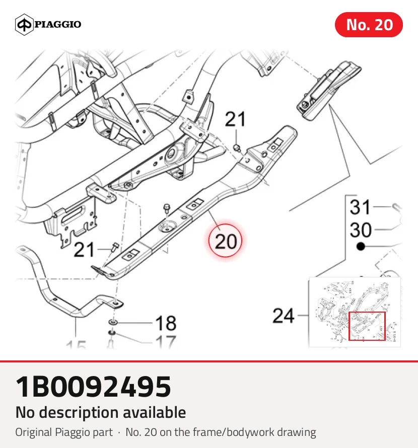 Querstift der linken Fußstützenstütze