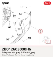 Painel lateral esquerdo, cinza, sufixo: H6_grey