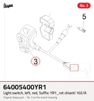 Light switch, left, red, Suffix: YR1_rot chianti 102/A