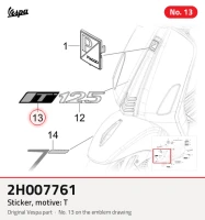 Autocollant, motif : T