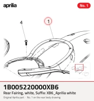 Carenagem traseira, branca, sufixo: xb6_aprilia branca