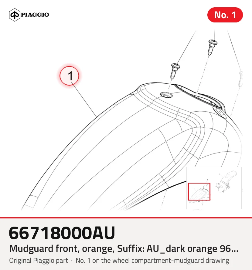 Mudguard Front, arancione, suffisso: Au_dark Orange 965/A
