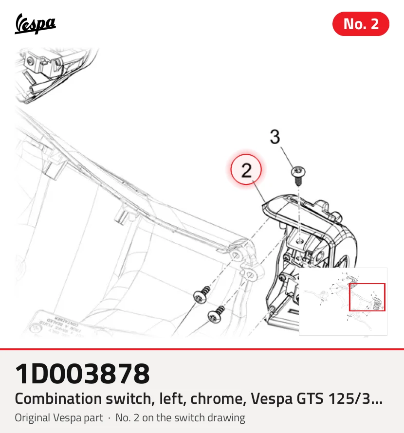 Chave de combinação, esquerda, Chrome, Vespa GTS 125/300/310