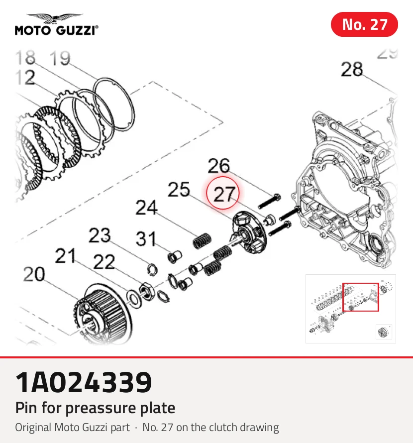 Pin for preassure plate