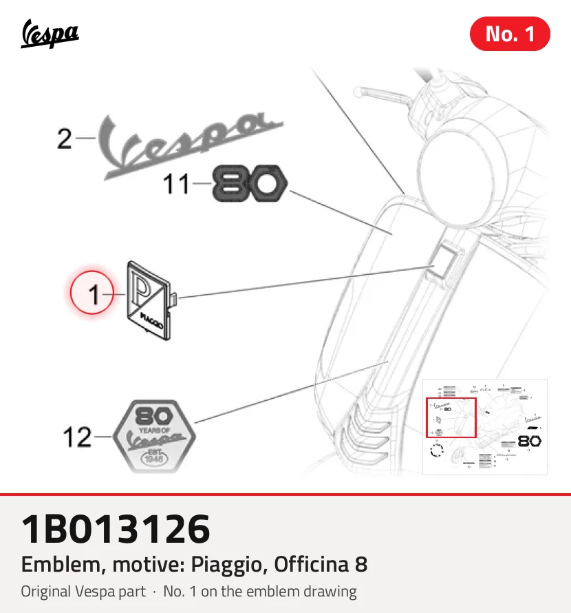 Emblem, Motiv: Piaggio, Officina 8
