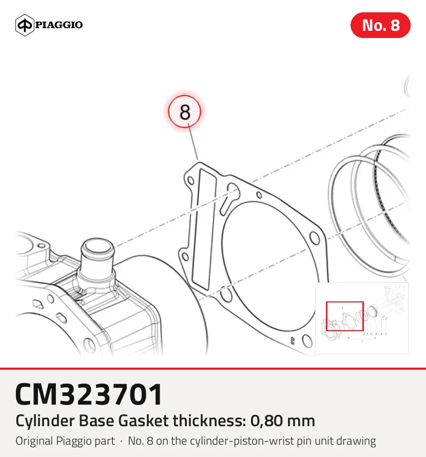Zylinderfußdichtung Stärke: 0,80 mm