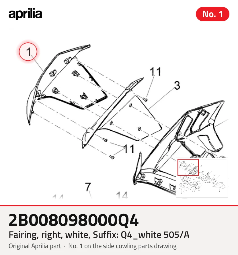 Revêtement, droit, blanc, Suffixe et code couleur Piaggio: Q4_blanc 505/A