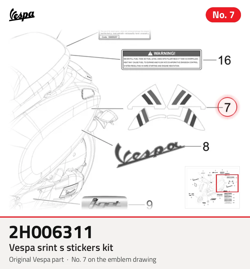 Kit d'autocollants Vespa Sprint S