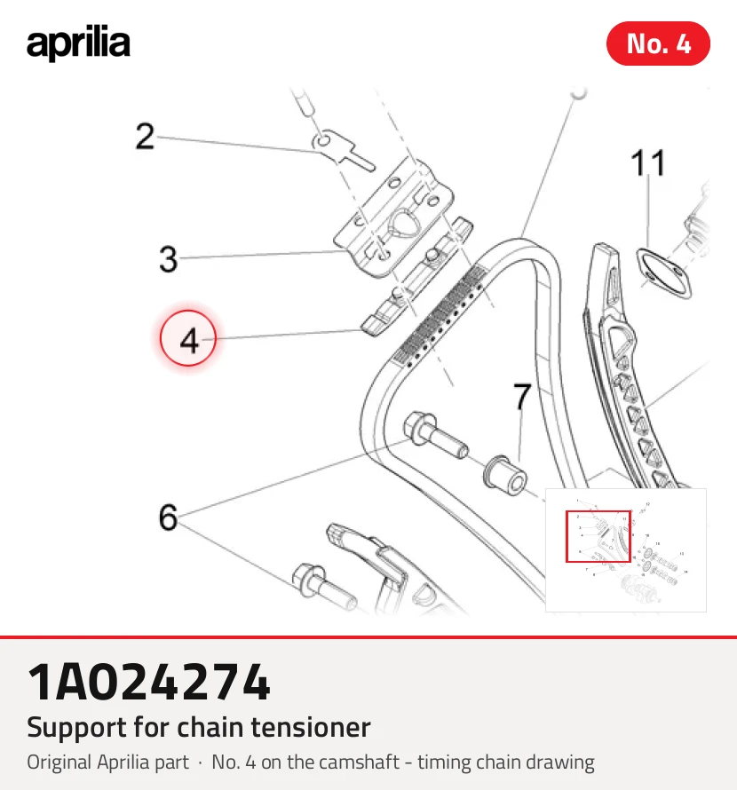 Support for chain tensioner