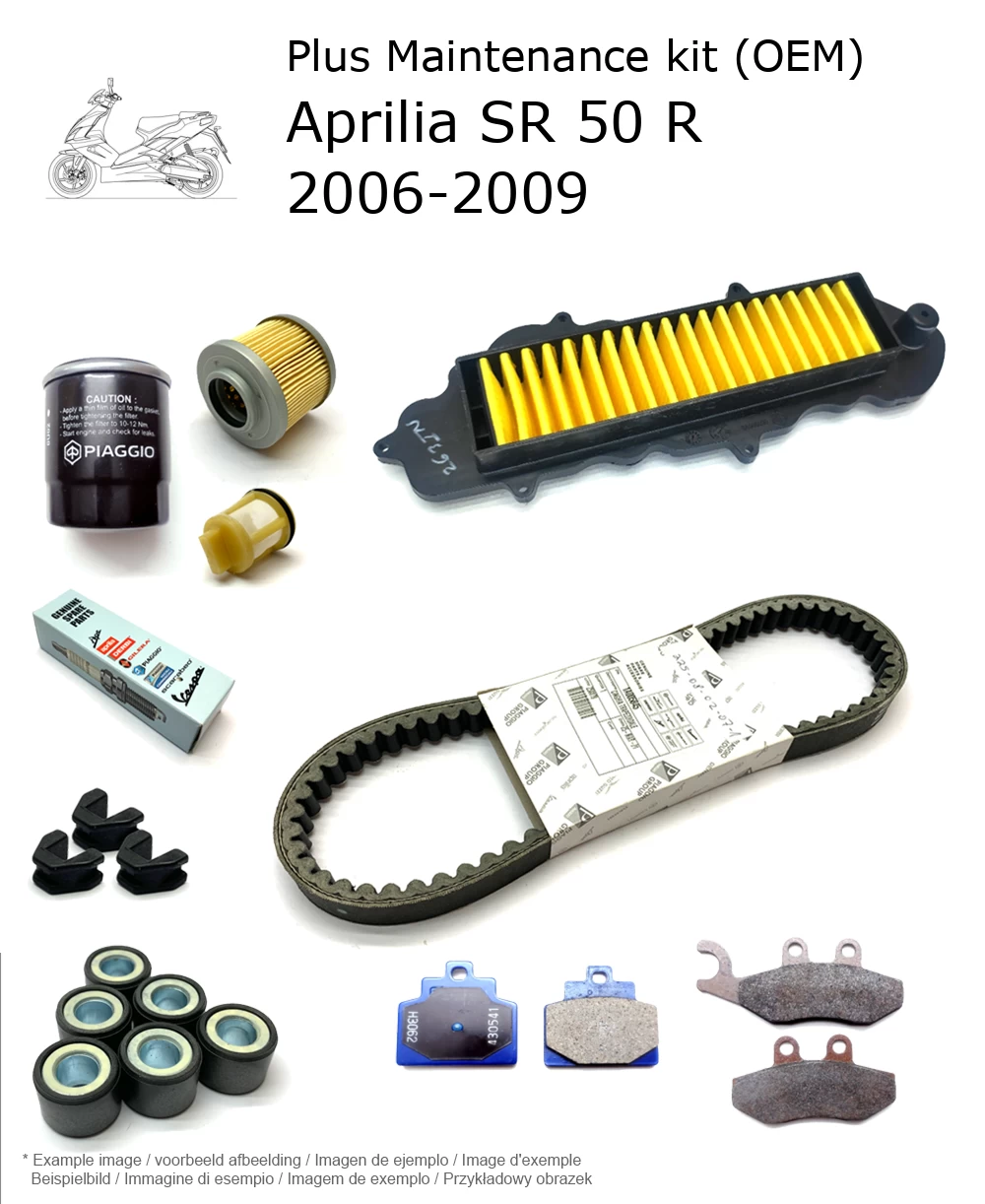 Wartungskit (OEM) mit Bremsbelägen Aprilia SR 50 R 2006-2009