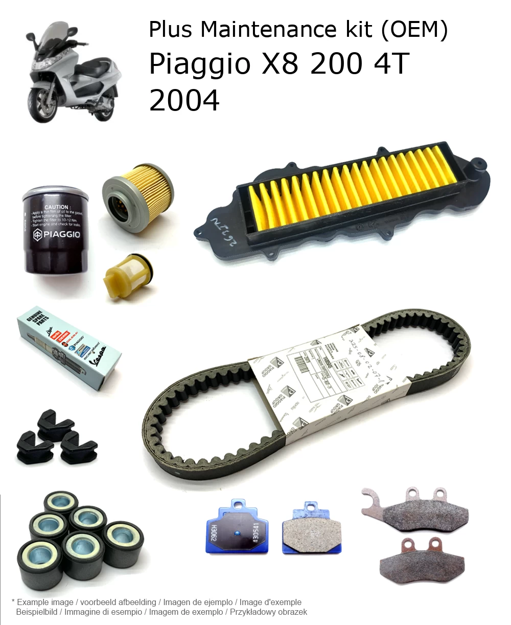 Wartungskit (OEM) mit Bremsbelägen Piaggio X8 200 4T 2004