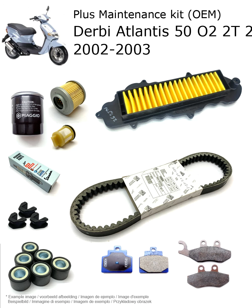 Wartungskit (OEM) mit Bremsbelägen Derbi Atlantis 50 O2 2T 25 km/h 2002-2003