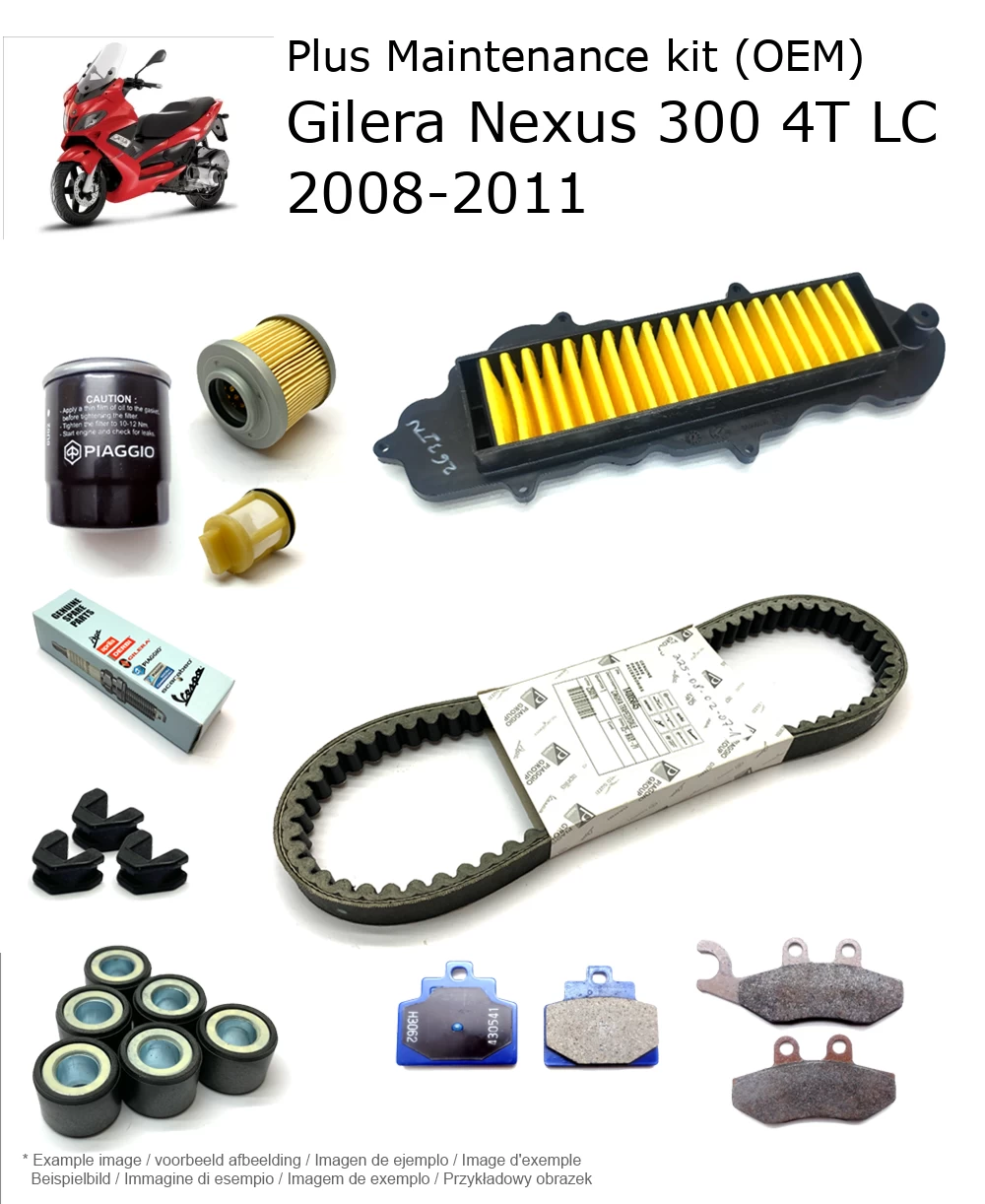 Wartungskit (OEM) mit Bremsbelägen Gilera Nexus 300 4T LC 2008-2011