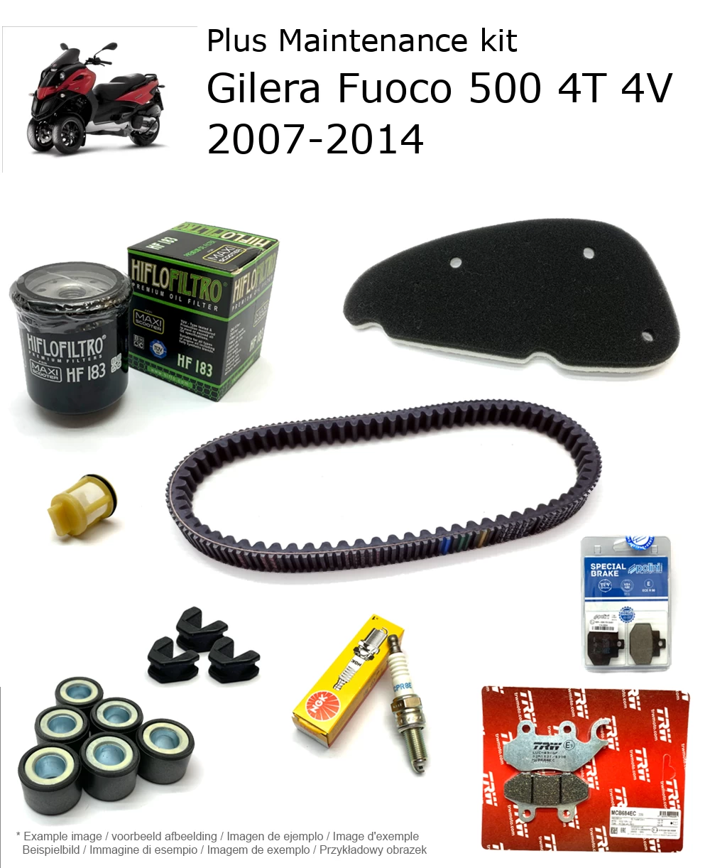 Wartungskit mit Bremsbelägen Gilera Fuoco 500 4T 4V 2007-2014