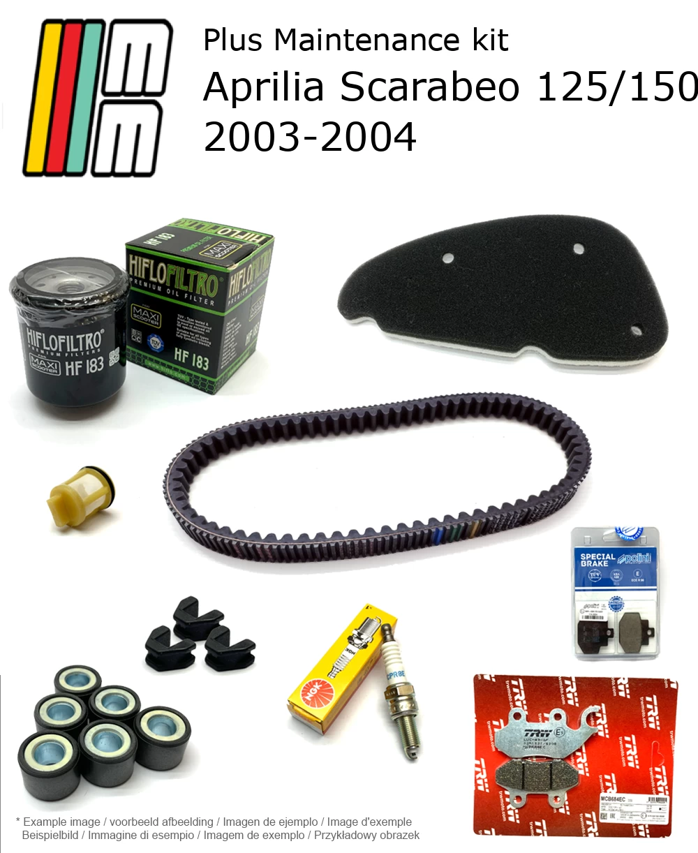 Wartungskit mit Bremsbelägen Aprilia Scarabeo 125/150 4T 2003-2004