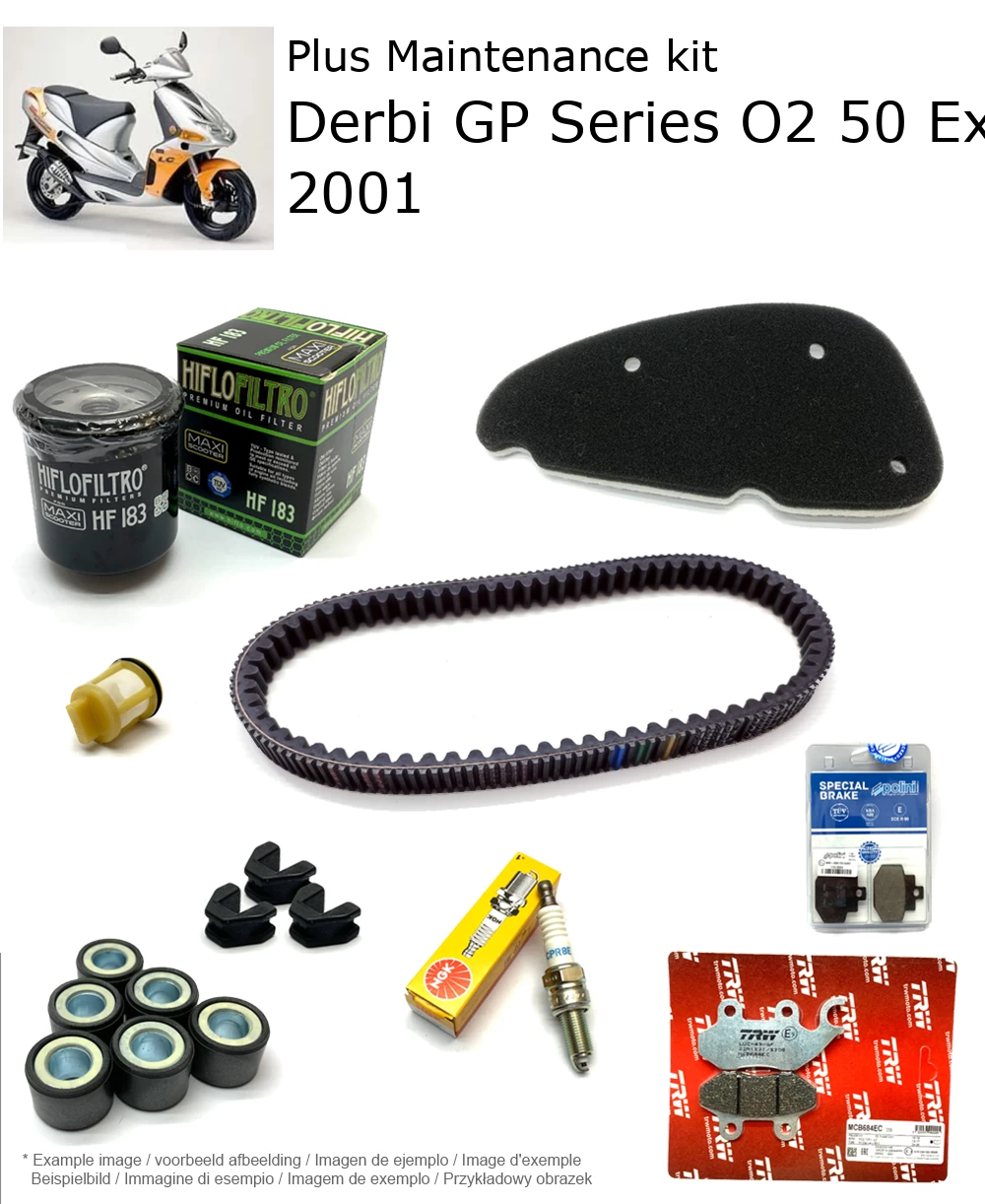 Wartungskit mit Bremsbelägen Derbi GP Series O2 50 Export 2T AC 2001