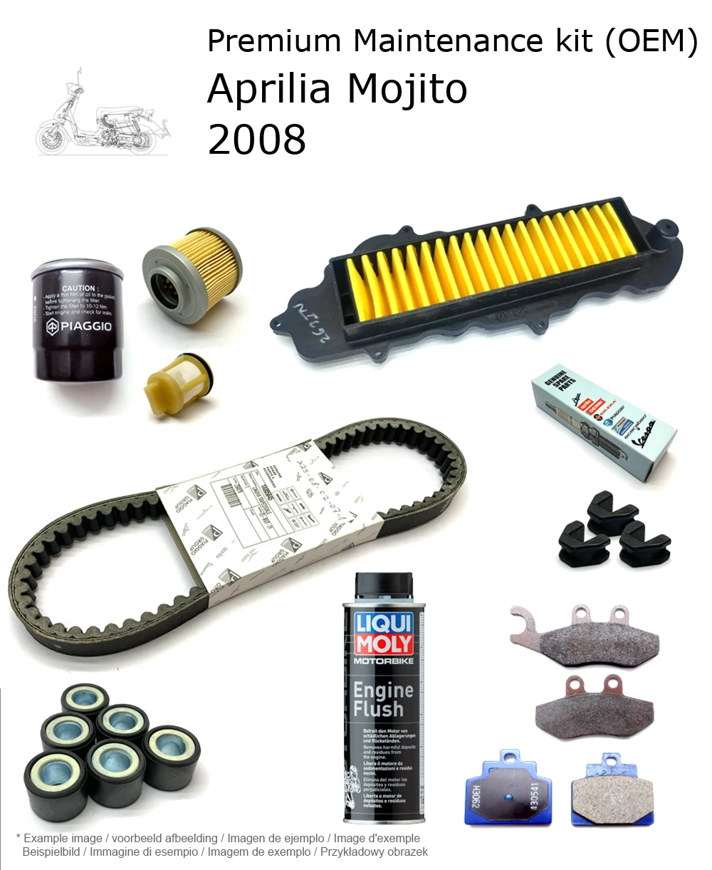 Kit de manutenção (OEM) com pastilhas de travão e aditivo Aprilia Mojito 2008