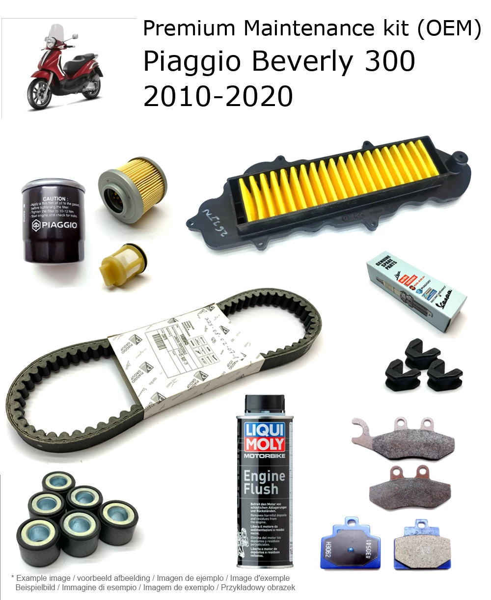 Kit de manutenção (OEM) com pastilhas de travão e aditivo Piaggio Beverly 300 2010-2020