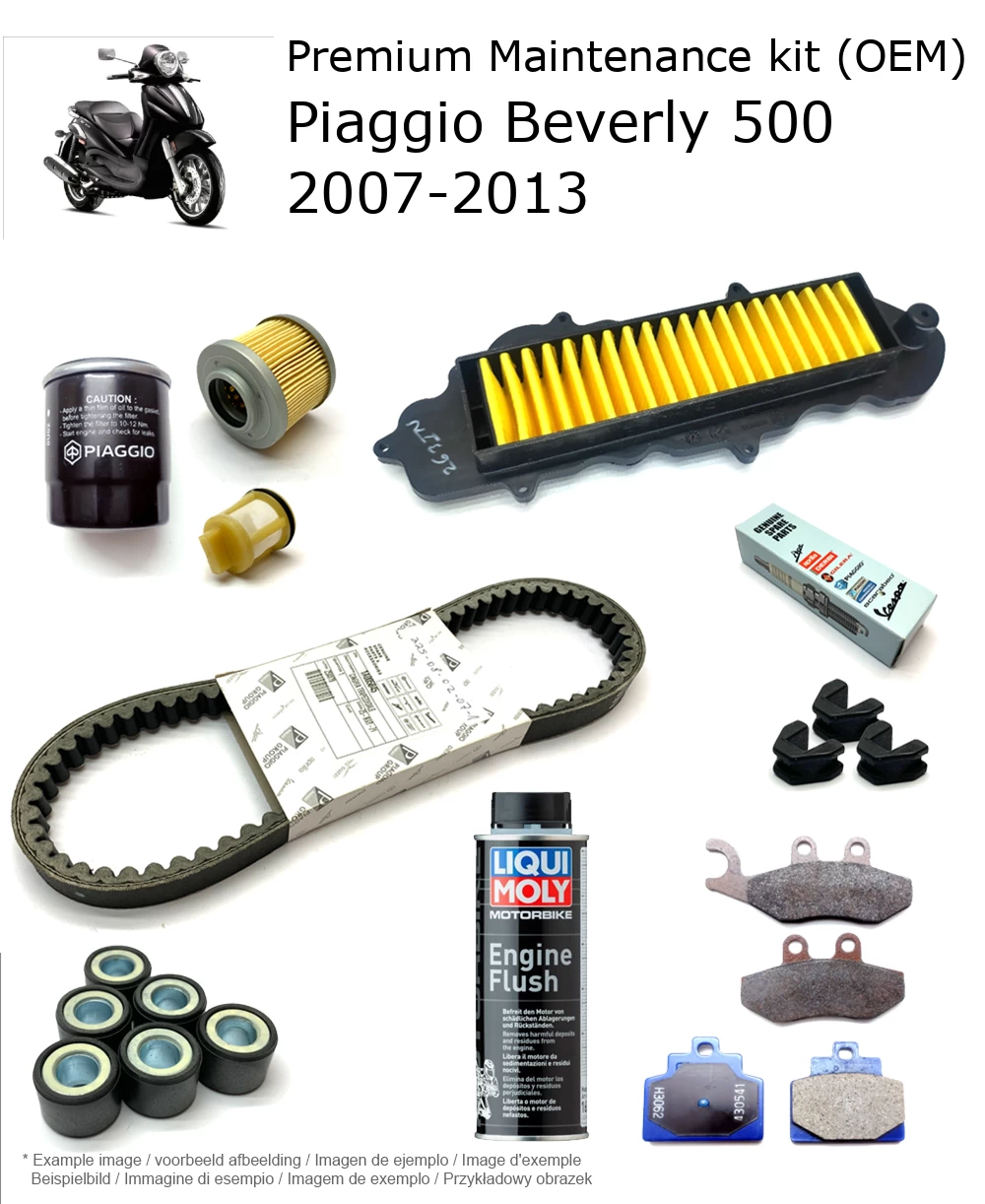 Kit de manutenção (OEM) com pastilhas de travão e aditivo Piaggio Beverly 500 2007-2013