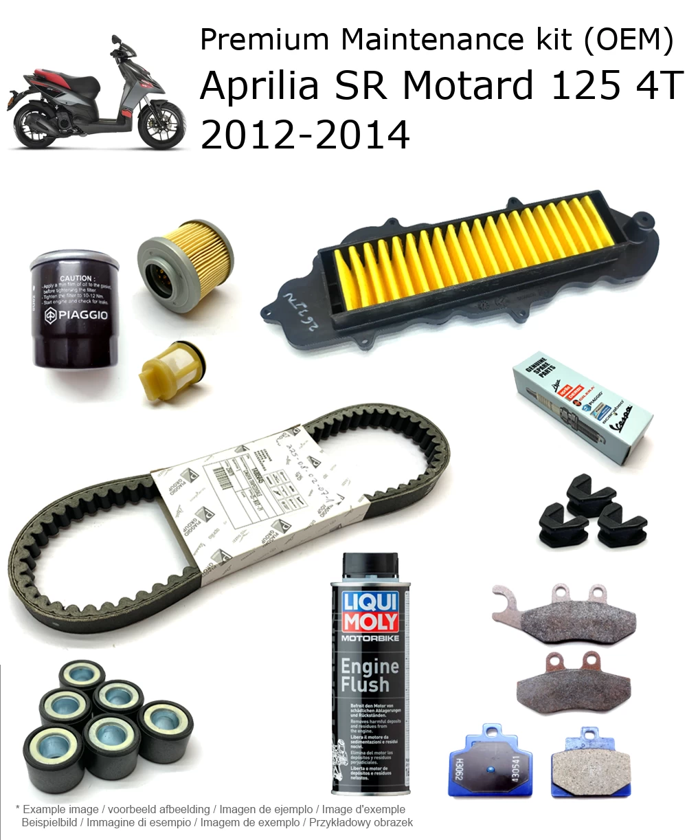 Kit de manutenção (OEM) com pastilhas de travão e aditivo Aprilia SR Motard 125 4T 2012-2014