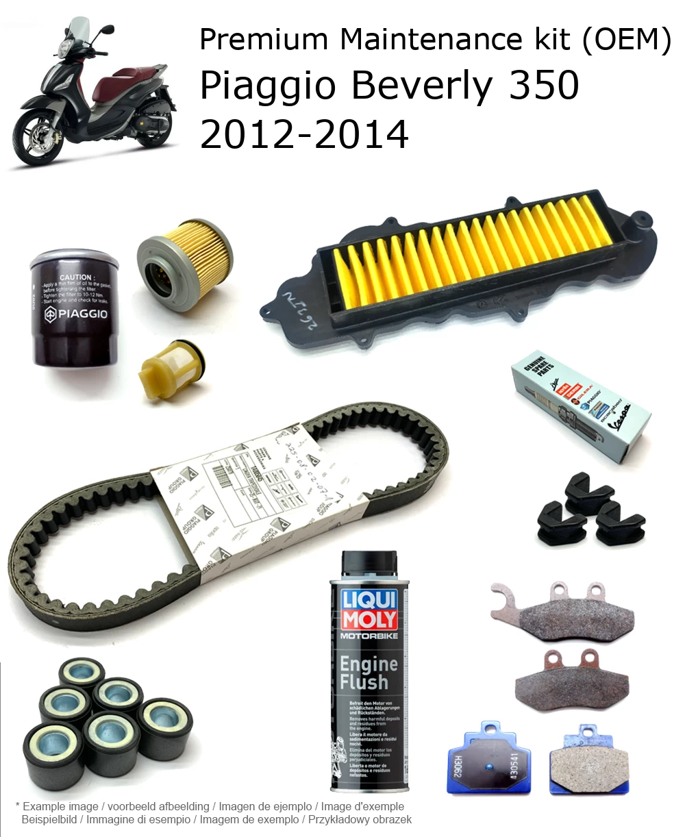 Kit de manutenção (OEM) com pastilhas de travão e aditivo Piaggio Beverly 350 2012-2014