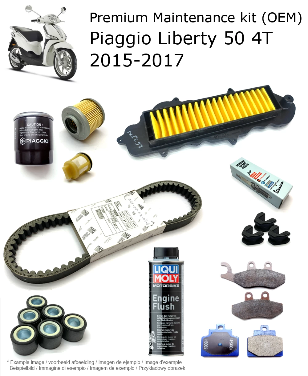 Kit de manutenção (OEM) com pastilhas de travão e aditivo Piaggio Liberty 50 4T 2015-2017